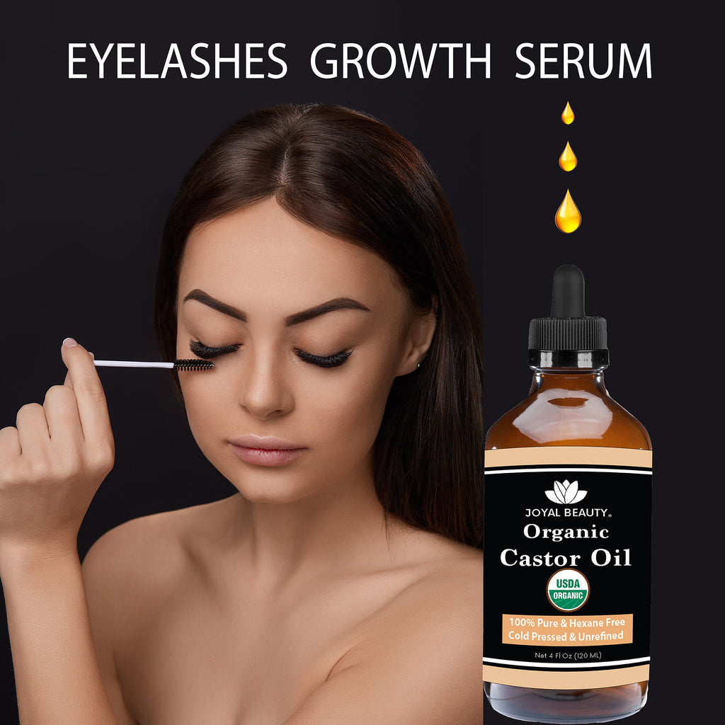 Castor Oil USDA Organic 100% Pure Cold Pressed Unrefined Hexane-Free for Face, Hair Growth, Eyelashes Growth, Eyebrows Growth and All Over Body