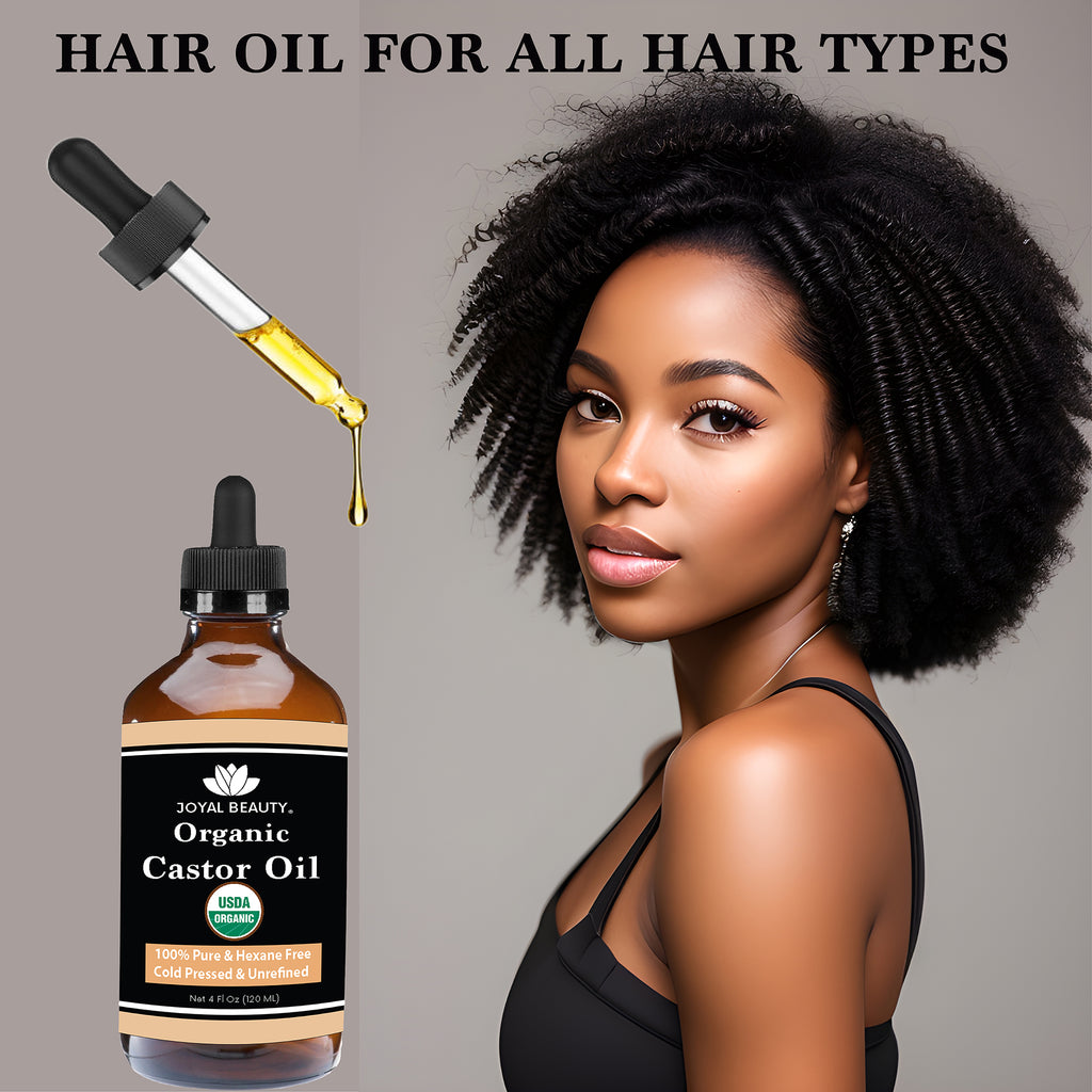 Castor Oil USDA Organic 100% Pure Cold Pressed Unrefined Hexane-Free for Face, Hair Growth, Eyelashes Growth, Eyebrows Growth and All Over Body