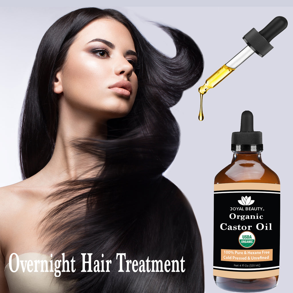 Castor Oil USDA Organic 100% Pure Cold Pressed Unrefined Hexane-Free for Face, Hair Growth, Eyelashes Growth, Eyebrows Growth and All Over Body