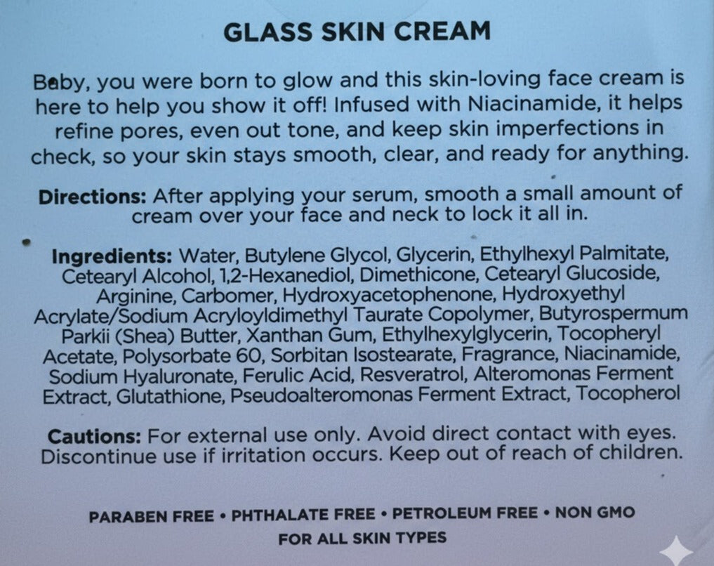 Glowmuse Glass Skin Cream: Niacinamide Hyaluronic Acid Face Moisturizer (50ML)