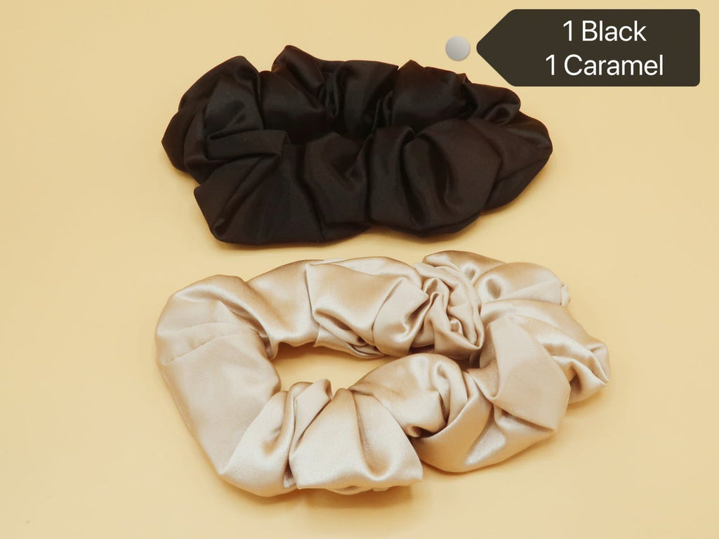Luxury Pure Silk Hair Scrunchies - 100% Pure Mulberry Silk 22 Momme Scrunchies Hair Tie Bow with Elastic Band. Best for Women Girls Thick Hair.