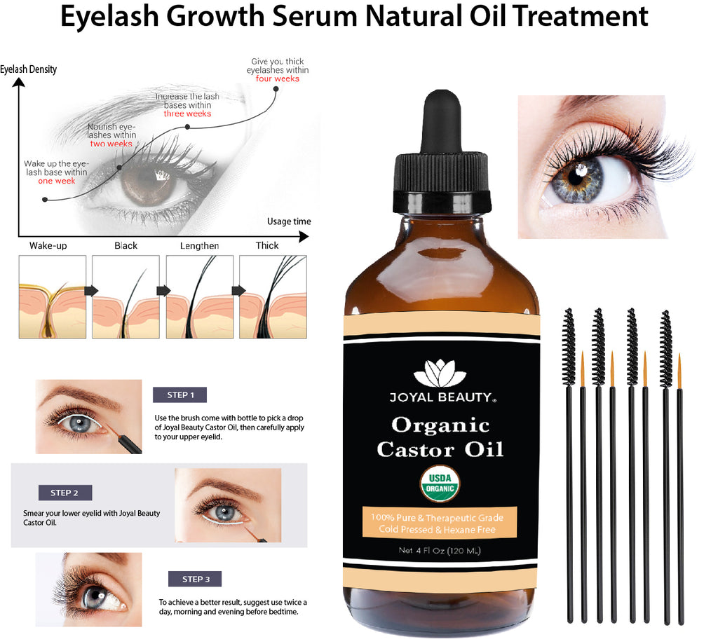Castor Oil USDA Organic 100% Pure Cold Pressed Unrefined Hexane-Free for Face, Hair Growth, Eyelashes Growth, Eyebrows Growth and All Over Body