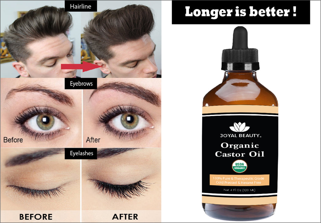 Castor Oil USDA Organic 100% Pure Cold Pressed Unrefined Hexane-Free for Face, Hair Growth, Eyelashes Growth, Eyebrows Growth and All Over Body
