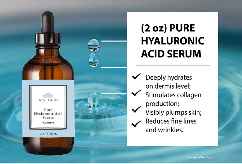 100% Pure Original Hyaluronic Acid Serum for Face Skin Eyes and Lips