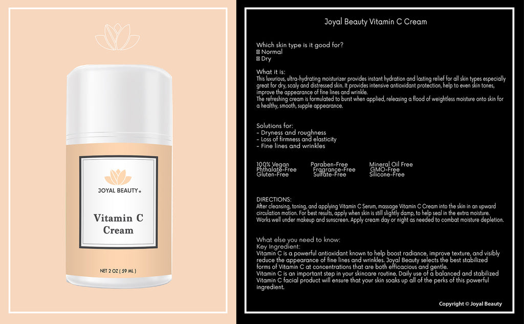 Organic Vitamin C Cream for Face. Intensive Hydration Moisturizer.