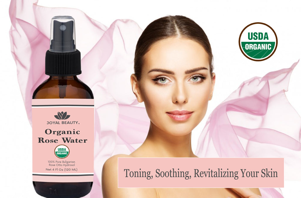USDA Certified Organic Rose Water 100% Pure All Natural Facial Mist Sprayer Toner