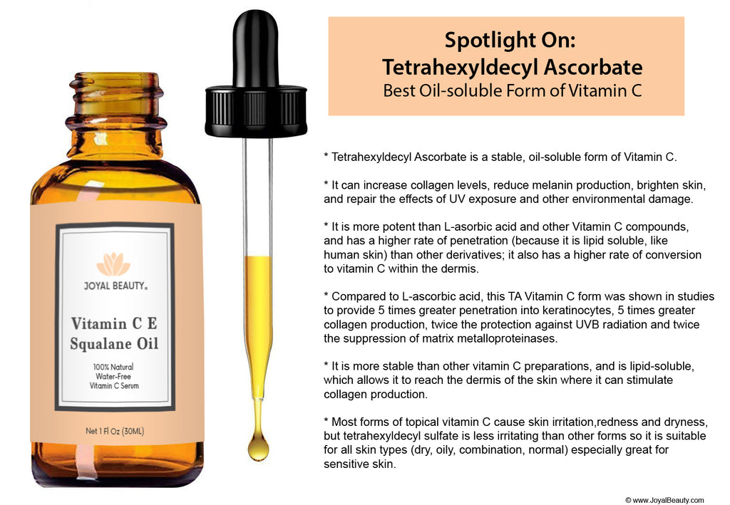 Vitamin C E Squalane Oil for Face and Skin.100% Natural Water-Free Vitamin C Serum.