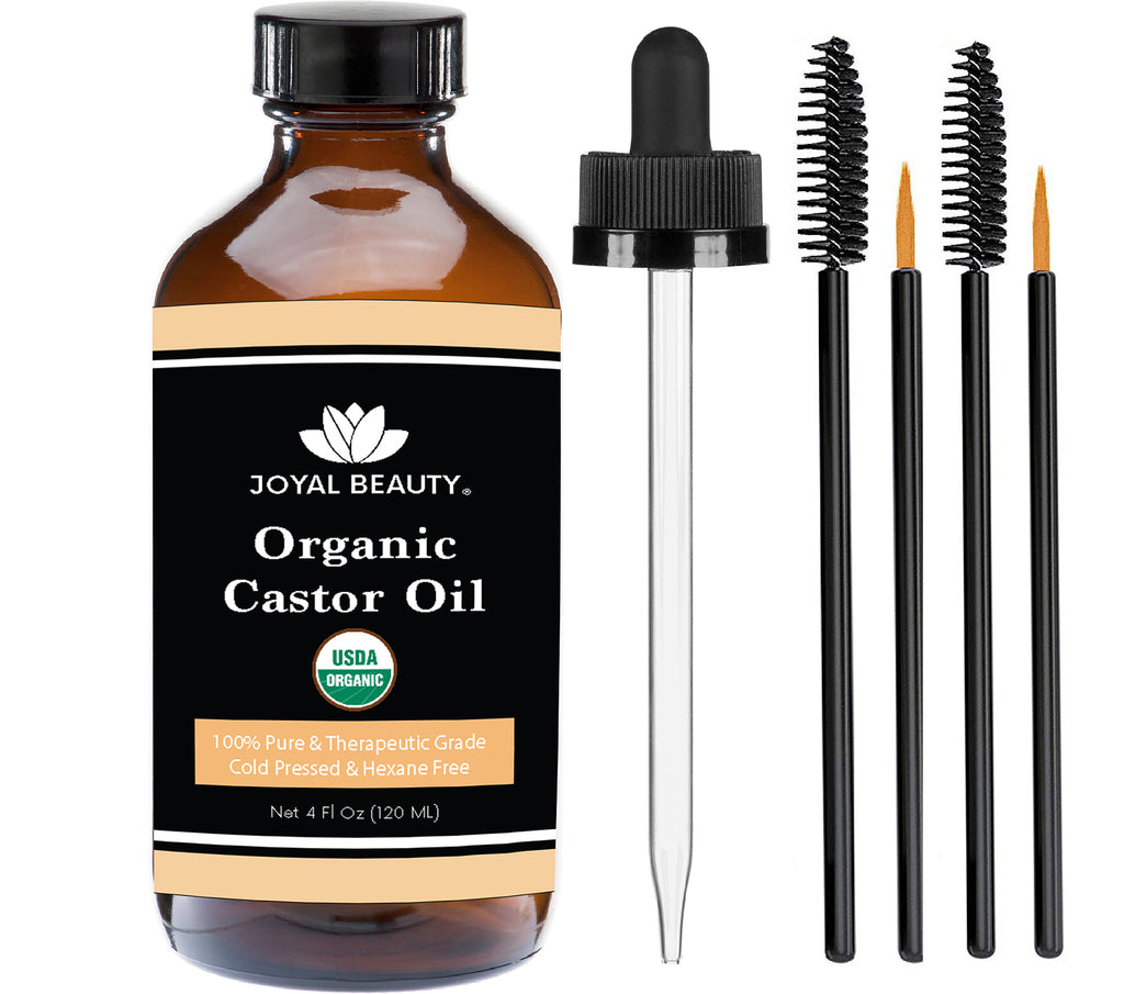 Castor Oil USDA Organic 100% Pure Cold Pressed Unrefined Hexane-Free for Face, Hair Growth, Eyelashes Growth, Eyebrows Growth and All Over Body